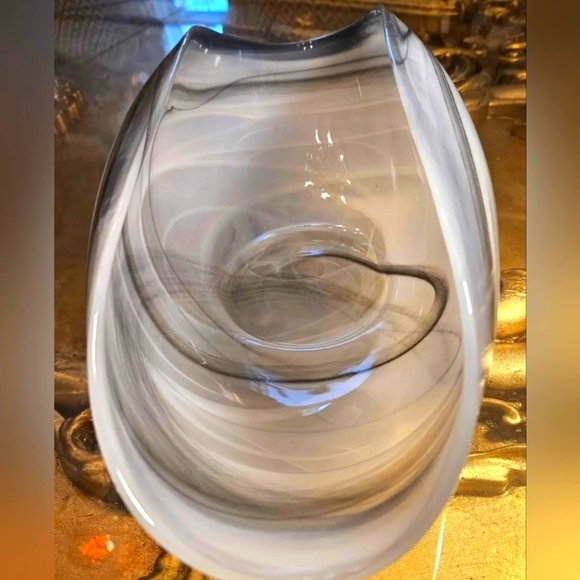 Kosta Boda 15"L Grey Swirled Banana Boat - Huge Centerpiece - Stunning - Picture 3 of 9